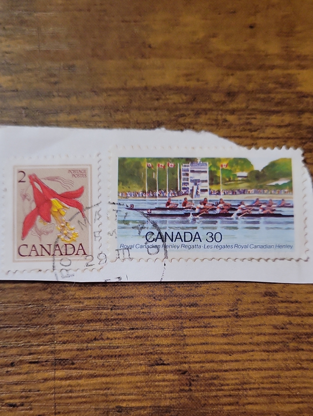 Canadian Stamp Art Print - Red & Blue Vintage Postage